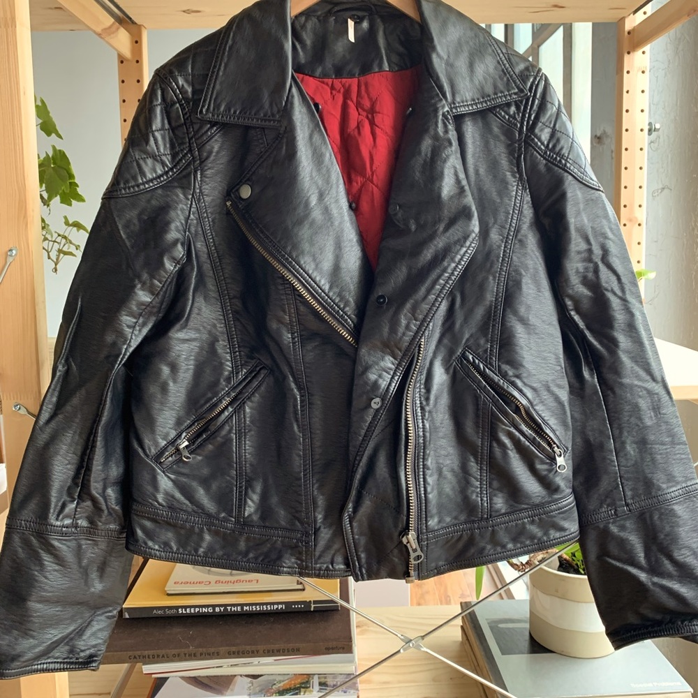 Free People faux leather moto jacket - Size L